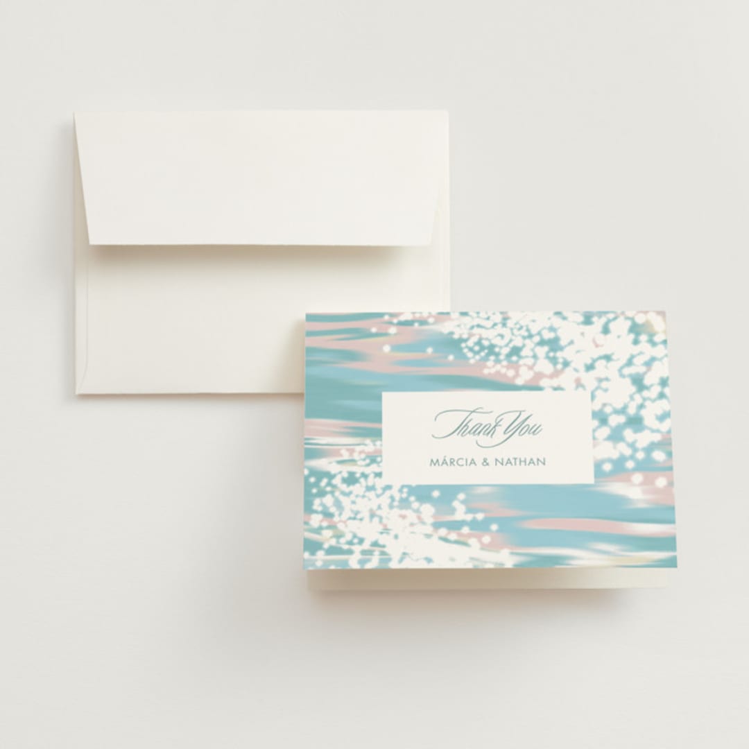 "Glisten" - Wedding Thank You Cards in Rose Quartz by Sam Dubeau - Front