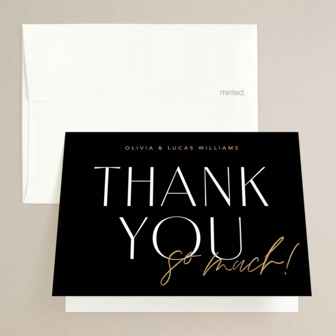 "love love love" - Wedding Thank You Cards in Onyx by Robert and Stella - Front