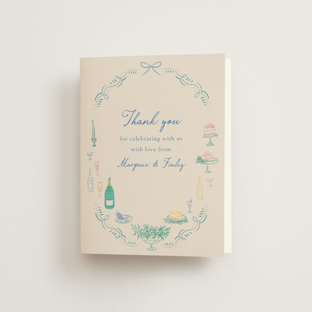 "Dining" - Wedding Thank You Cards in Pastel by Elly - Front