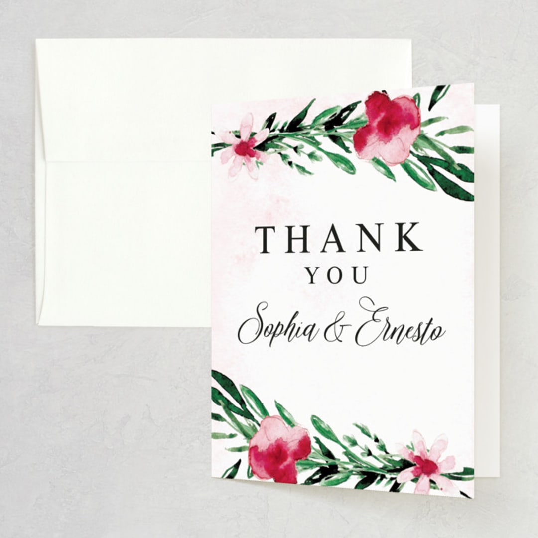 "Garden Party Joy" - Wedding Thank You Cards in Blush by frances mathys - Front