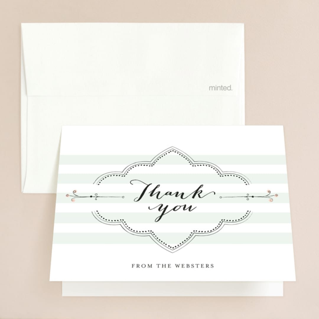 "Striped Sweet Nothings" - Wedding Thank You Cards in Romantic by Tanya Lee of Frooted Design - Front