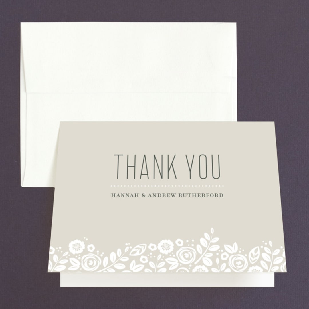 "White Shadows" - Wedding Thank You Cards in Champagne by Jessica Williams - Front