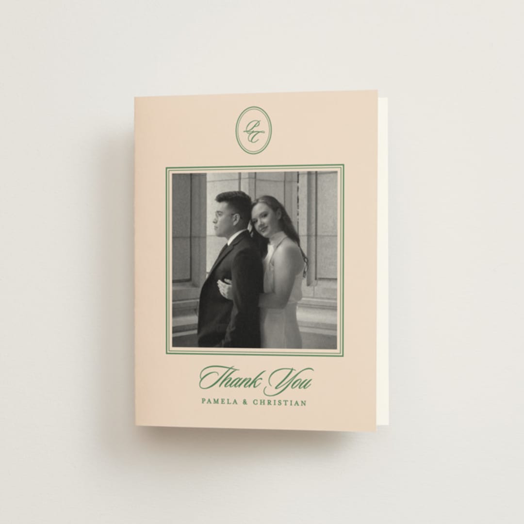 "Scripted" - Wedding Thank You Cards in Emerald by Creo Study - Front