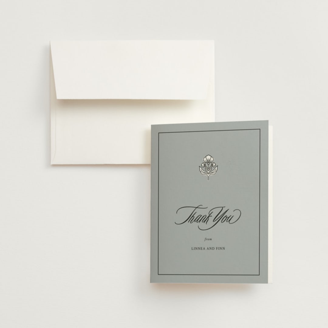 "Sophistique" - Wedding Thank You Cards in Linen by Cindy Reynolds - Front