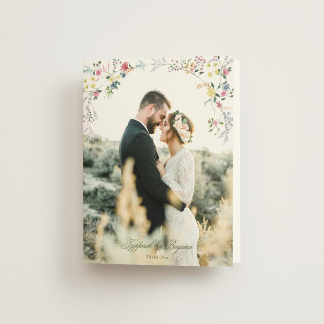 "whimsey floral" - Wedding Thank You Cards in English Garden by Phrosné Barwood - Front