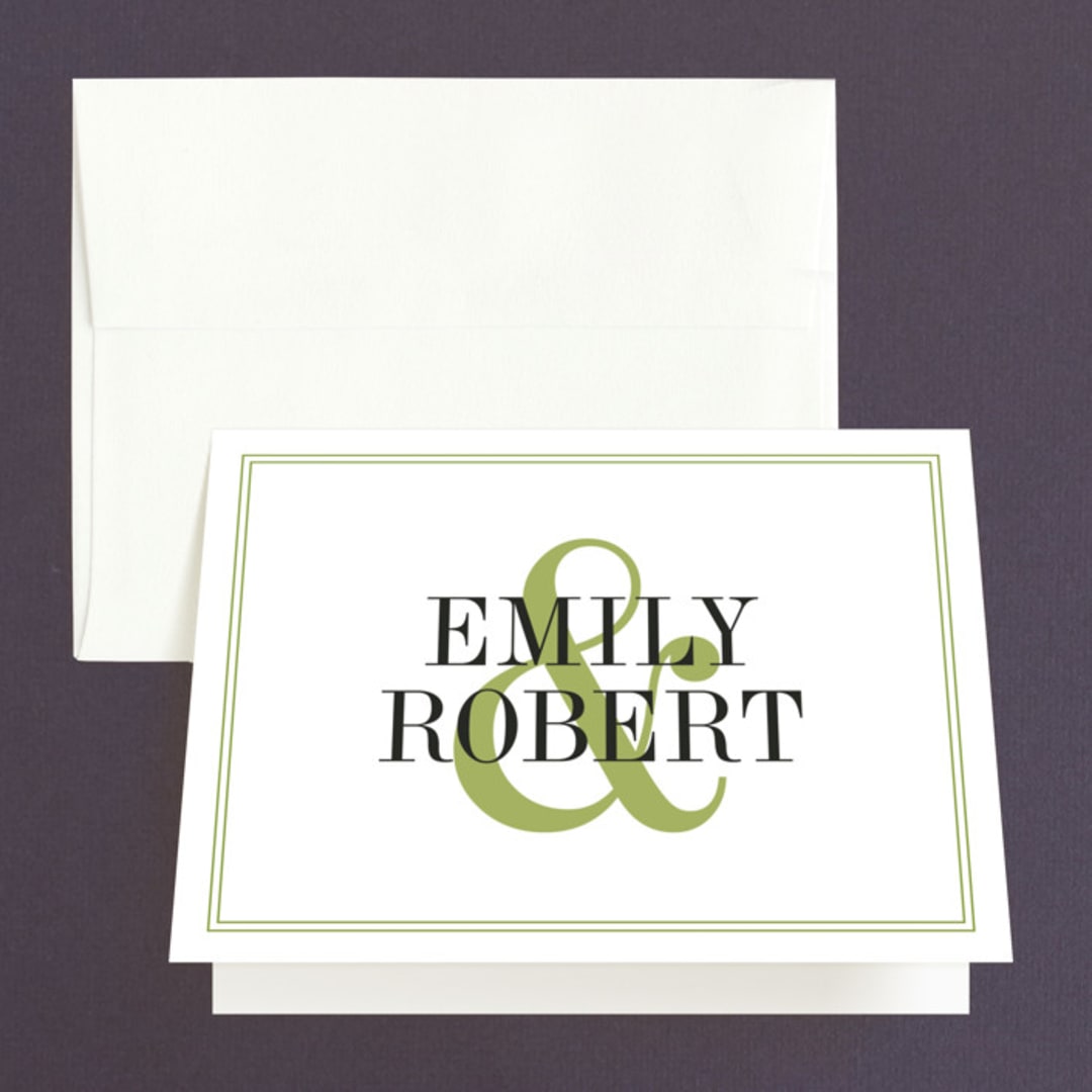 "Wed in Type" - Wedding Thank You Cards in Moss by Ariel Rutland - Front