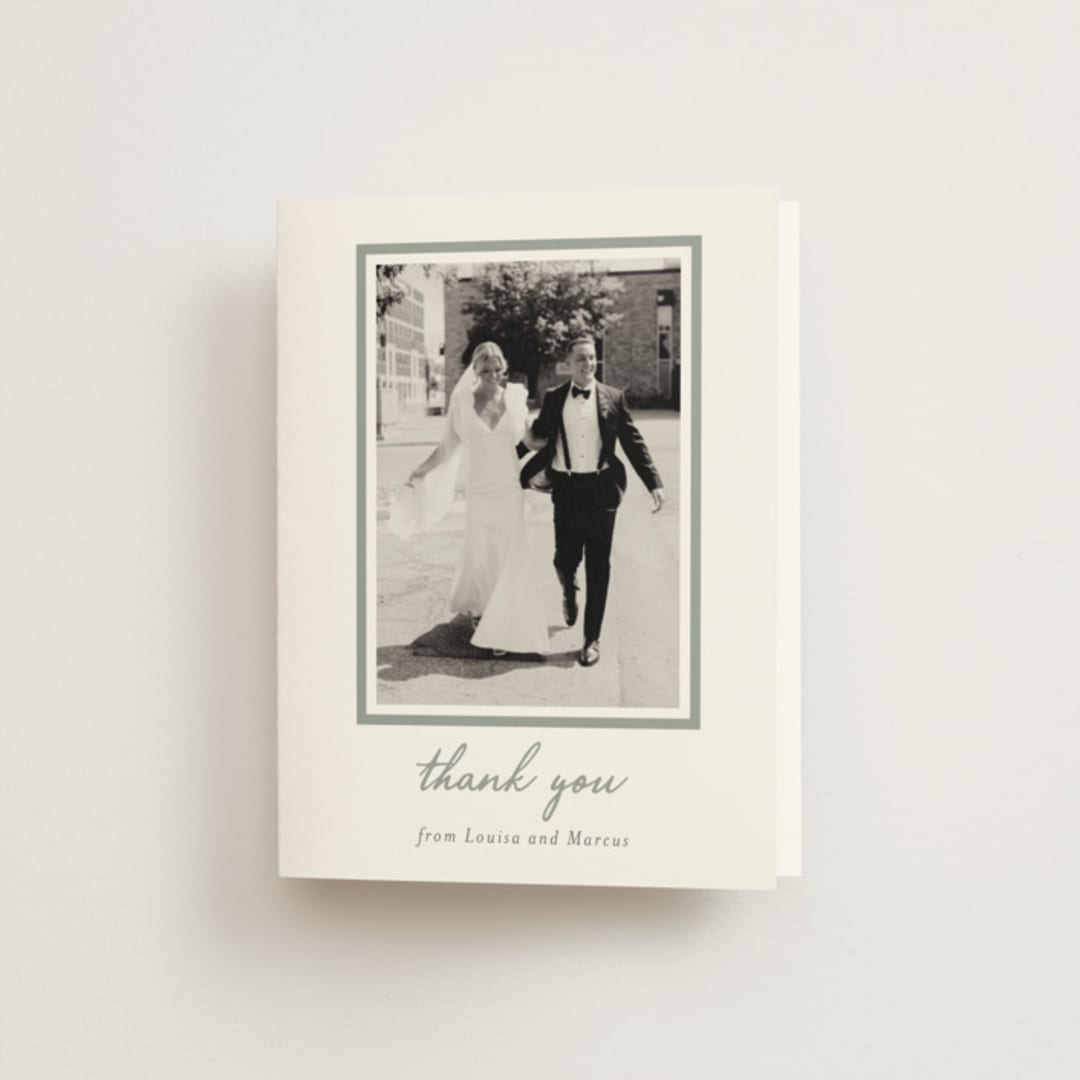 "signature monogram" - Wedding Thank You Cards in Sage by Sara Hicks Malone - Front