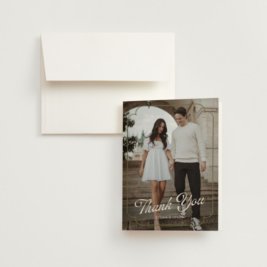"Victorian Chic" - Wedding Thank You Cards in Garnet by Morgan Kendall - Front