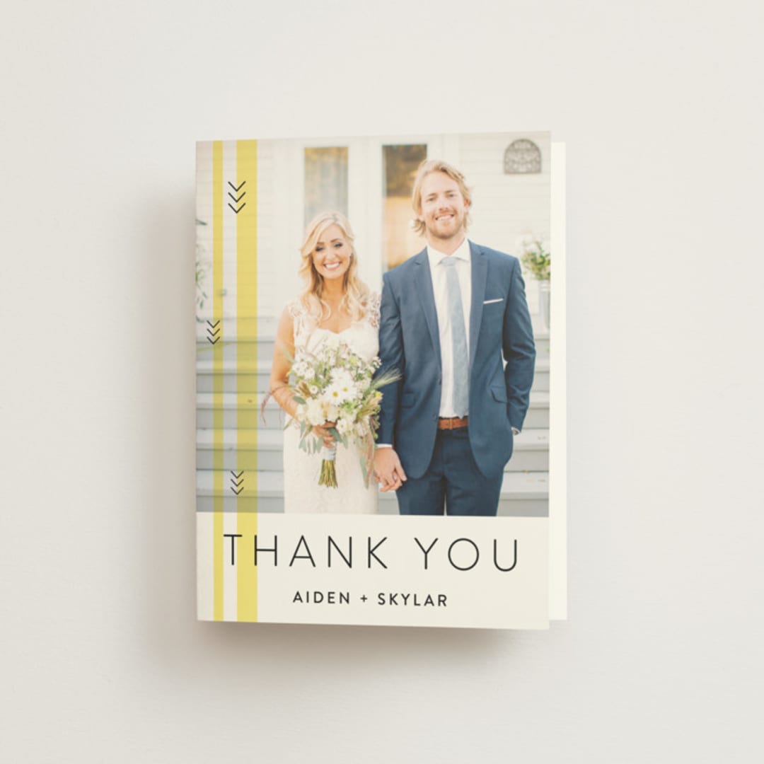 "Direction" - Wedding Thank You Cards in Lemon by Owl and Toad - Front