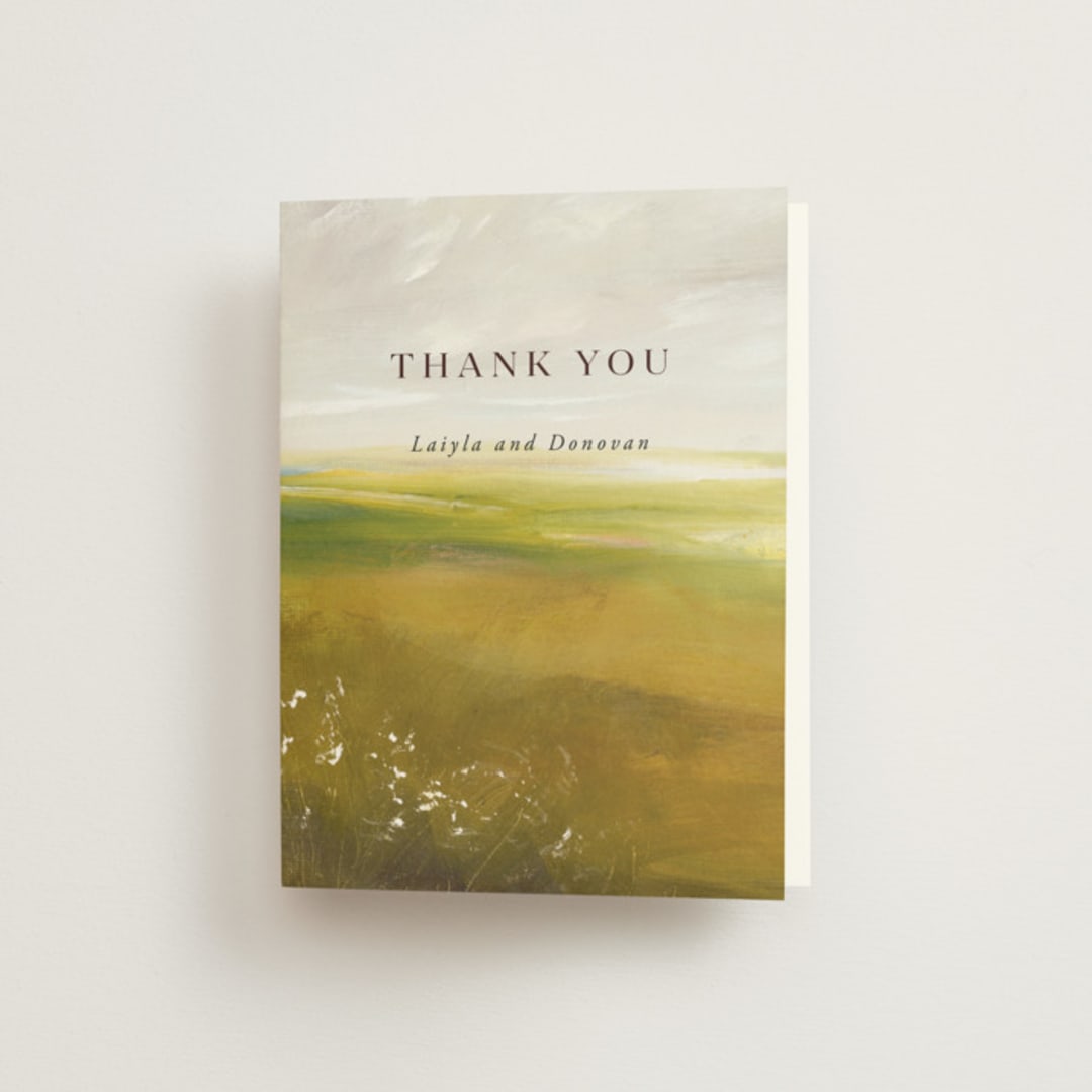 "Savanna" - Wedding Thank You Cards in Fern by Lindsay Megahed - Front