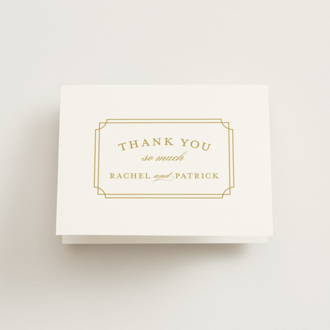 "Luxe Border" - Wedding Thank You Cards in Gold by Sarah Brown - Front