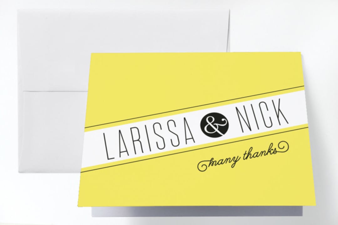 "On A Slant" - Wedding Thank You Cards in Sunshine by Alaina Cherup - Front