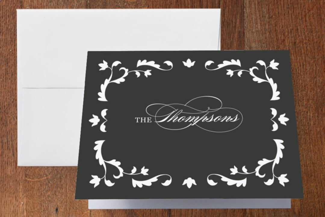 "Jacquard" - Wedding Thank You Cards in Ebony by Laura Hankins - Front