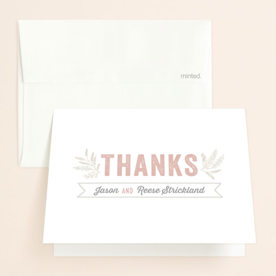 "Rustic Charm" - Wedding Thank You Cards in Petal by Hooray Creative - Front
