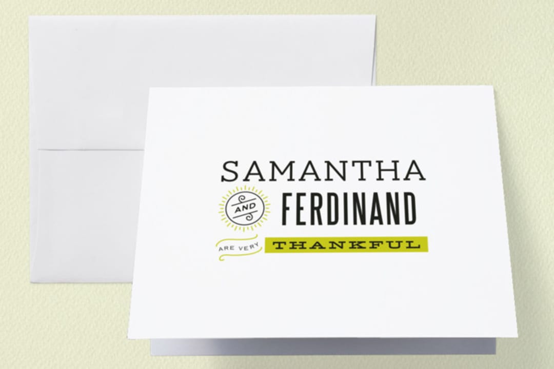 "Cadillac" - Wedding Thank You Cards in Pear by chocomocacino - Front