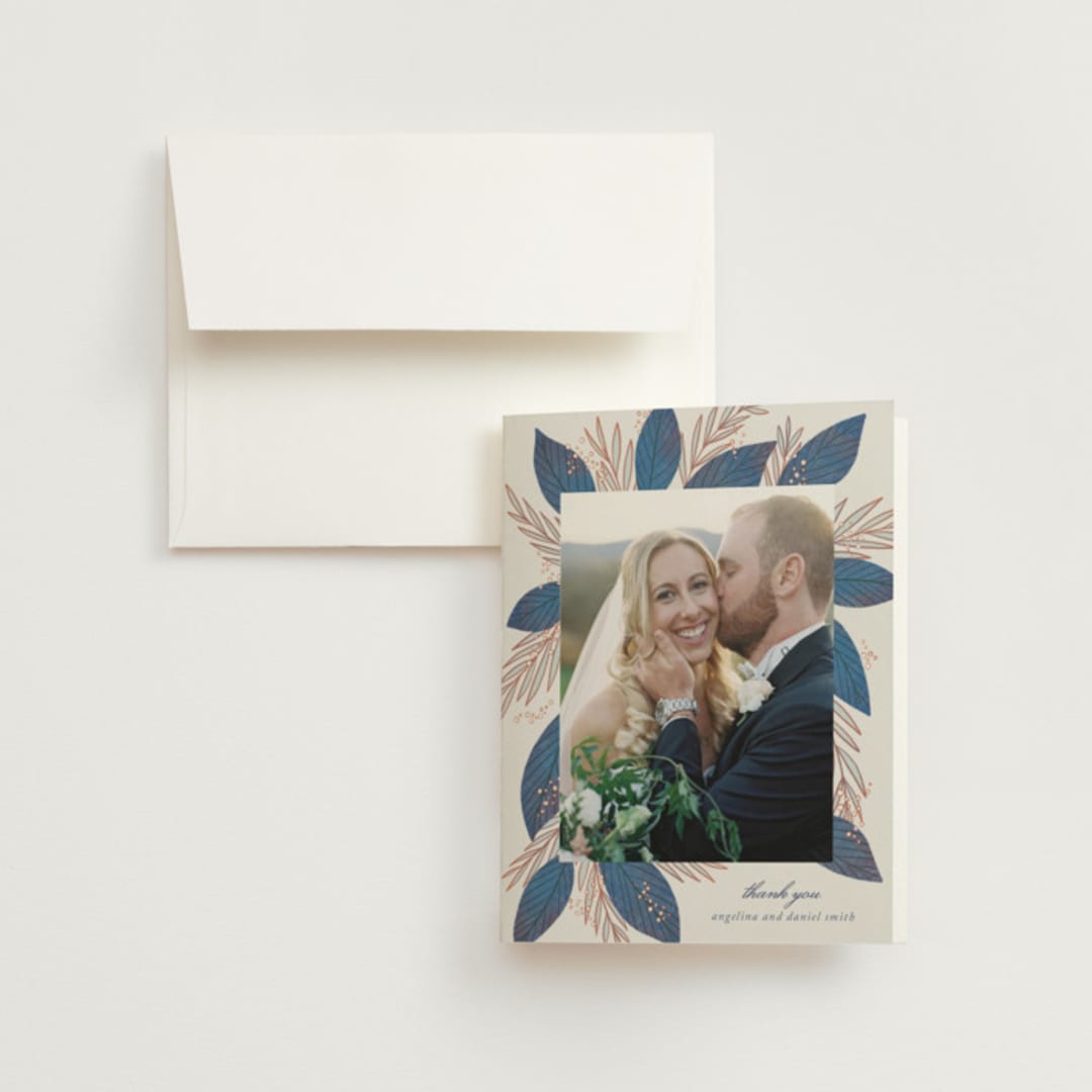 "Bouquet" - Wedding Thank You Cards in Cobalt by Jen Owens - Front