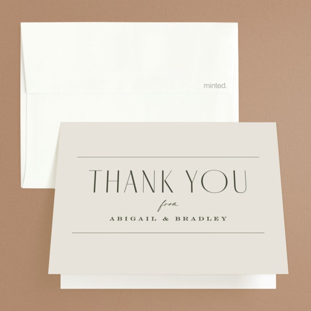 "Moderne" - Wedding Thank You Cards in Graphite by Everett Paper Goods - Front