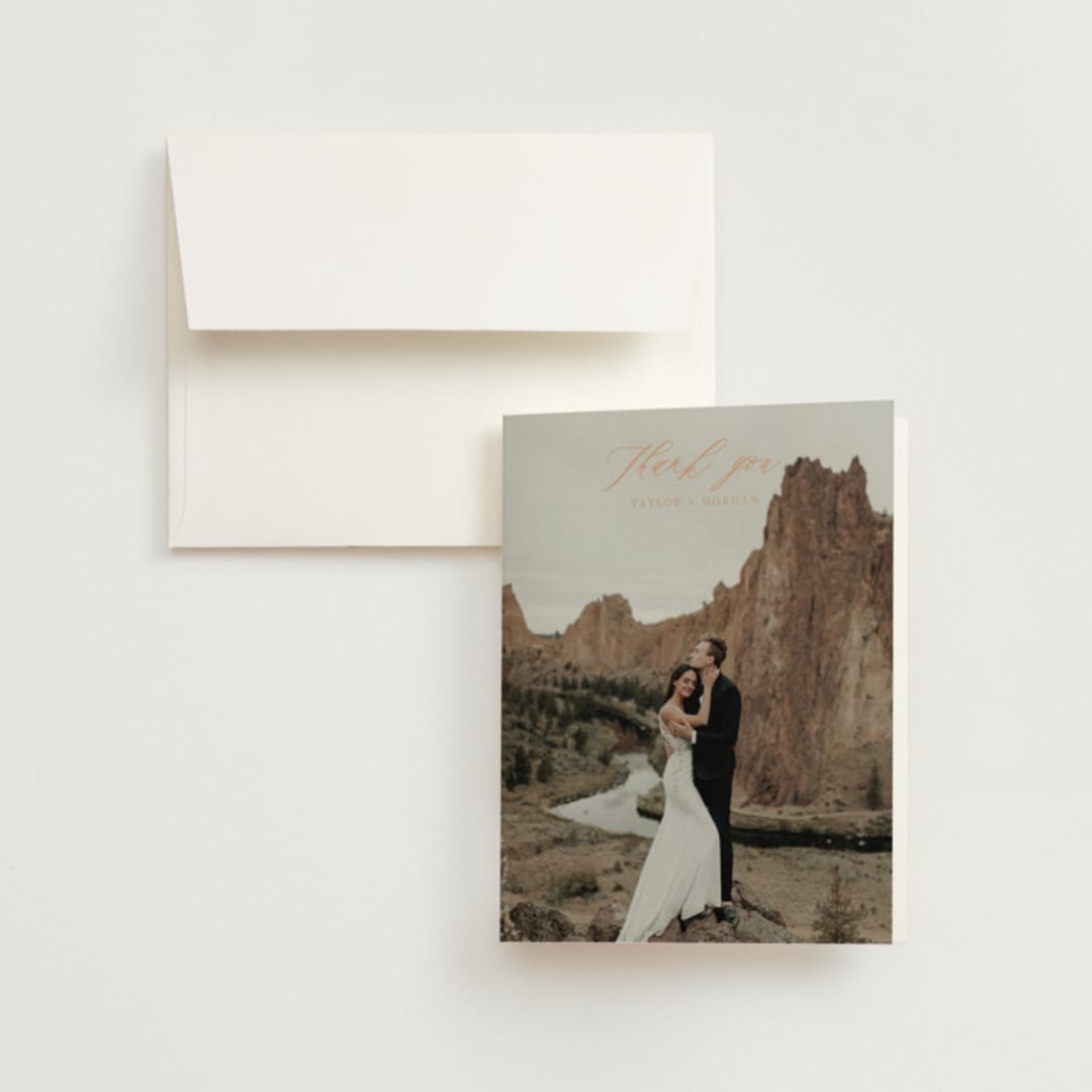 "Boho Chic" - Wedding Thank You Cards in Moonstone by Cass Loh - Front