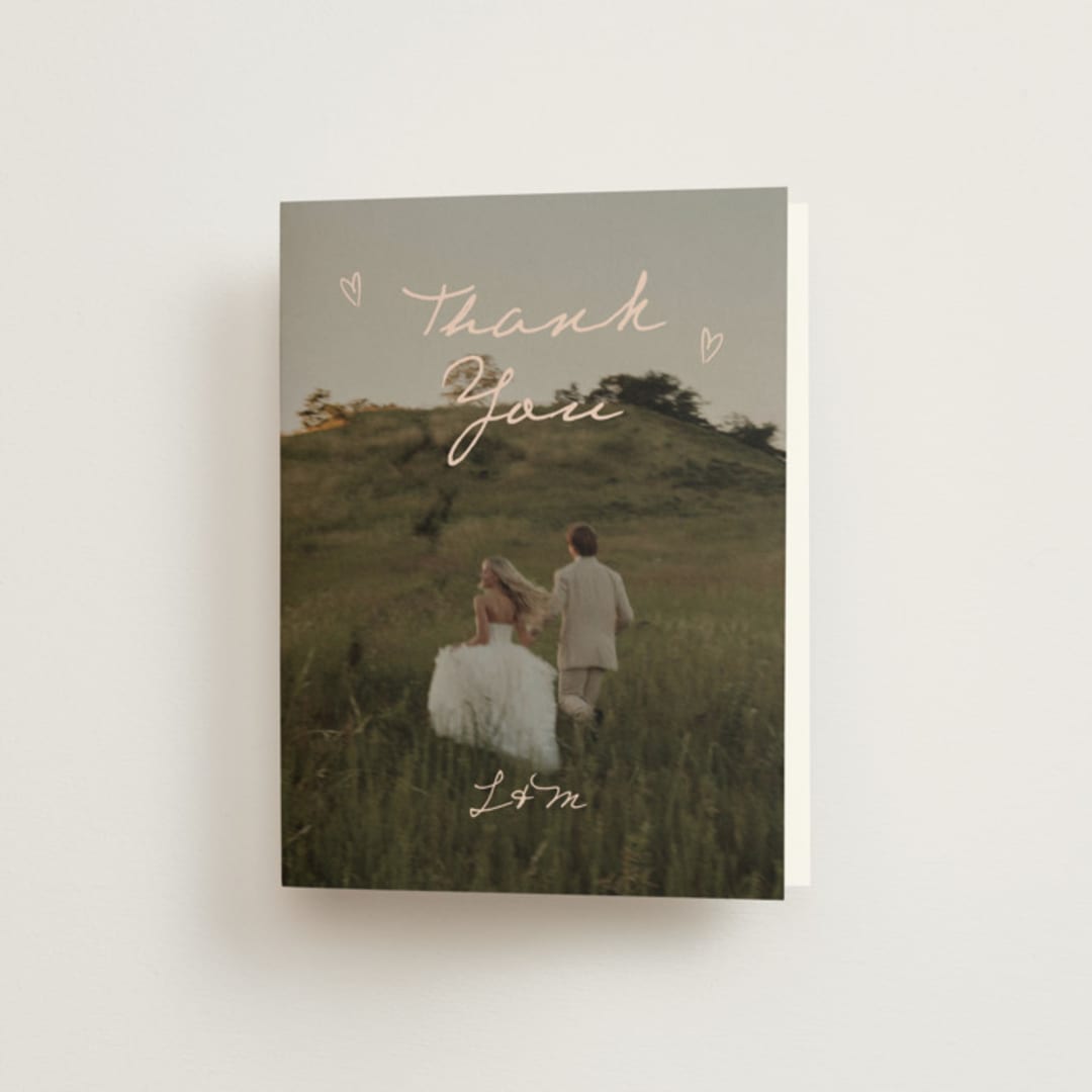 "Ballpoint Suite" - Wedding Thank You Cards in Blush by Ani Somi - Front