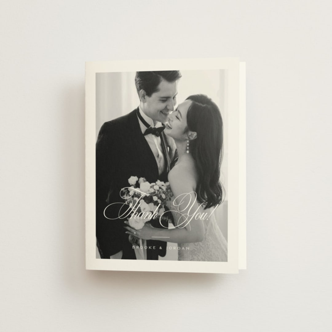 "Side by Side" - Wedding Thank You Cards in Tuxedo by Orasie - Front