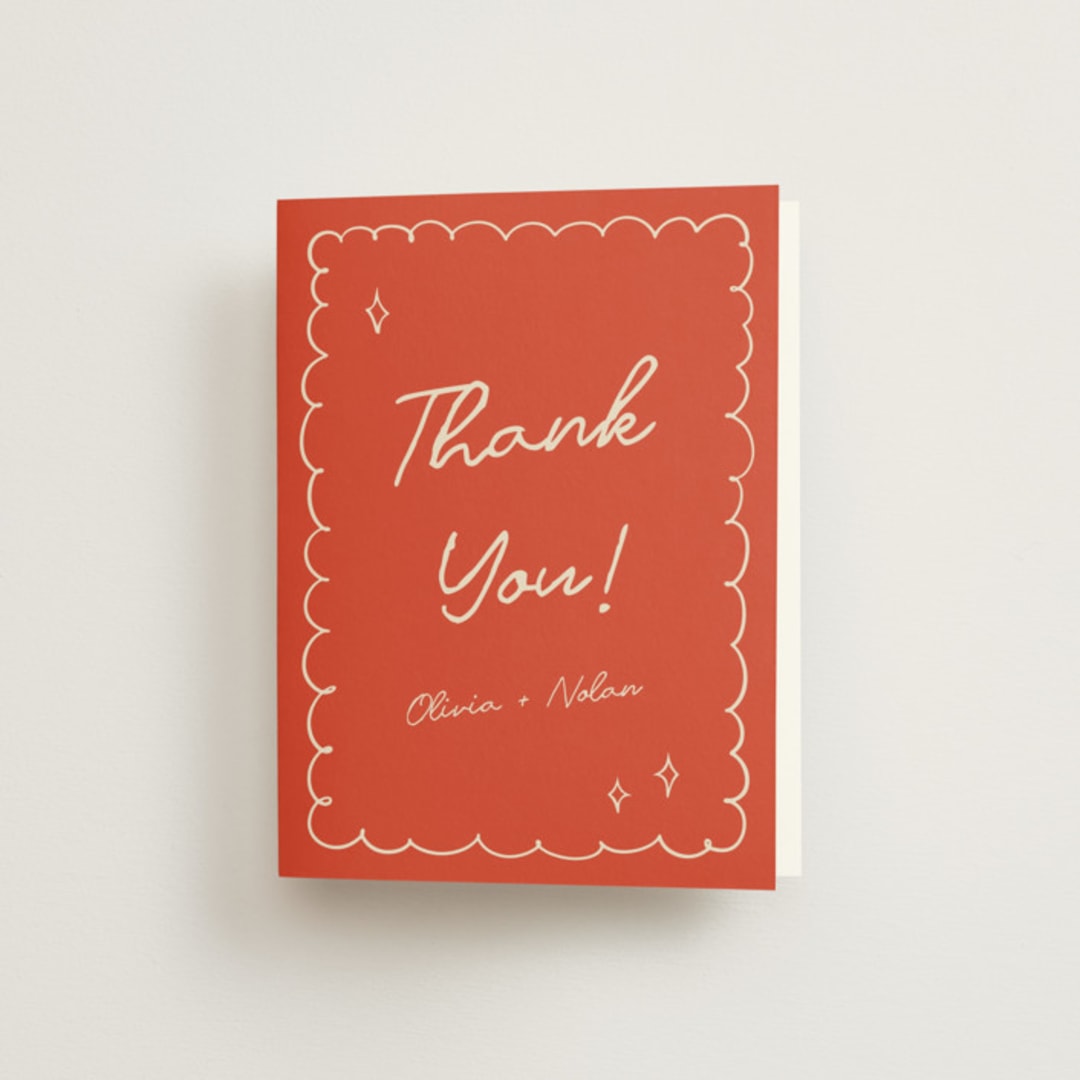 "Party On!" - Wedding Thank You Cards in Sangria Spark by Zove Ahhh - Front