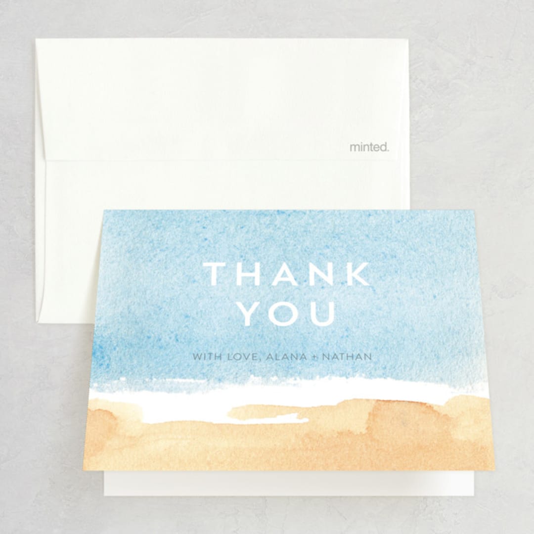 "Painted Sea" - Wedding Thank You Cards in Sea by Laura Condouris - Front