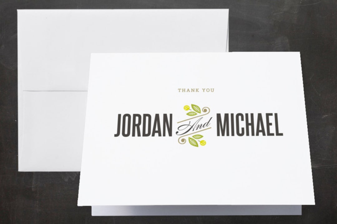"Unity" - Wedding Thank You Cards in Avocado by Griffinbell Paper Co. - Front