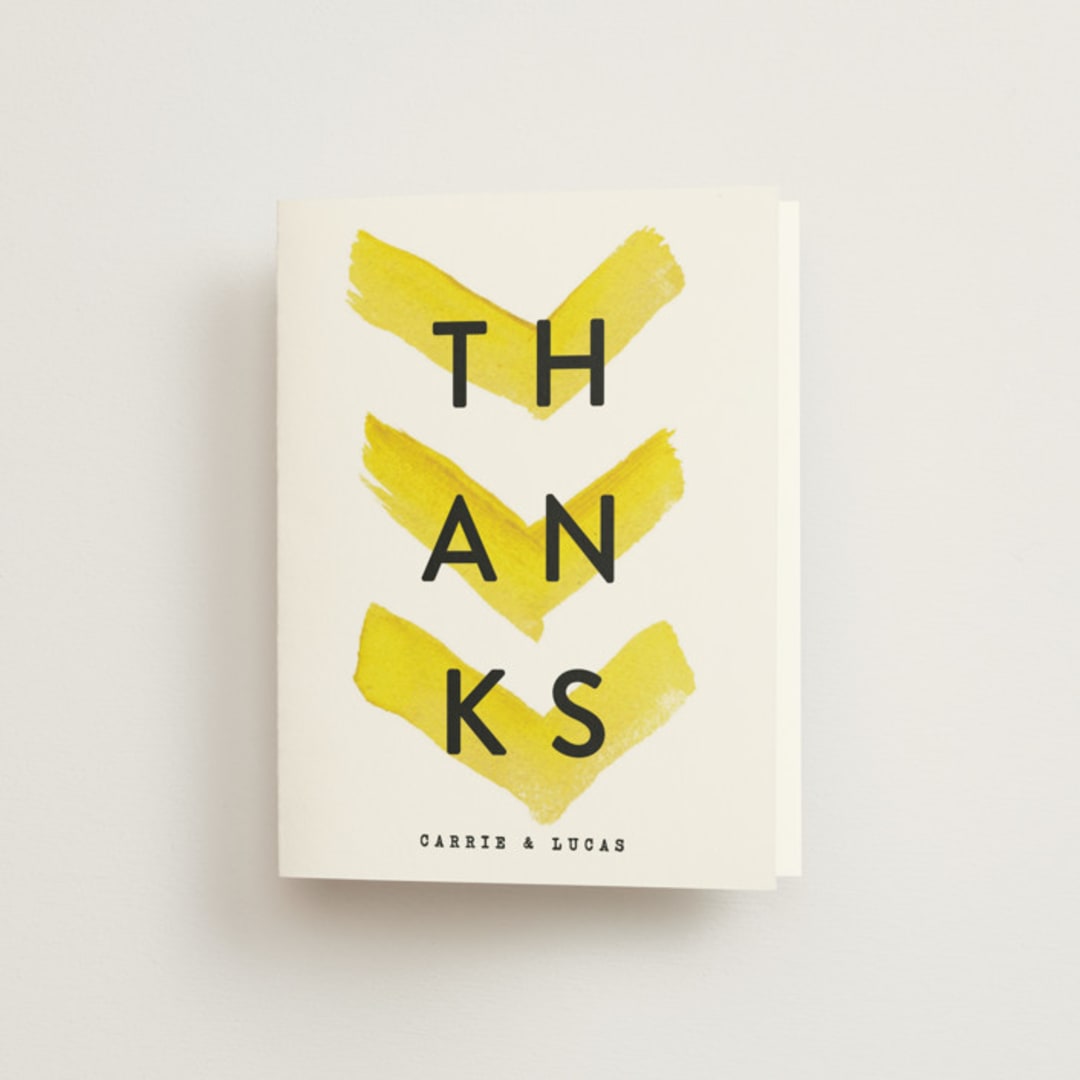 "Painted Chevrons" - Wedding Thank You Cards in Lemon Drop by Hooray Creative - Front