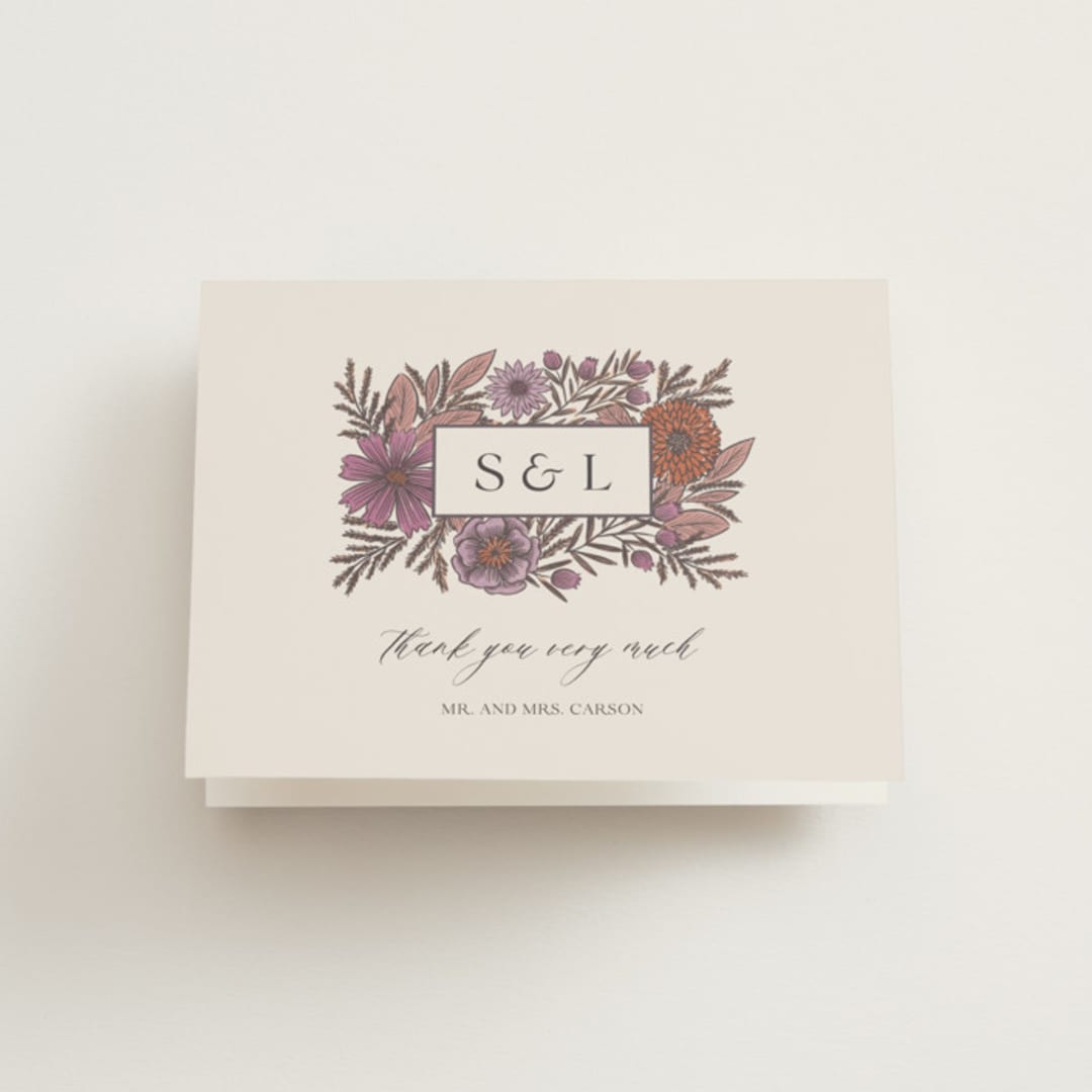 "Fleur" - Wedding Thank You Cards in Sangria by Jen Owens - Front