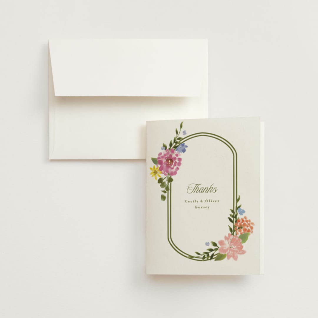 "Garland Monogram" - Wedding Thank You Cards in Summer by Angela Marzuki - Front