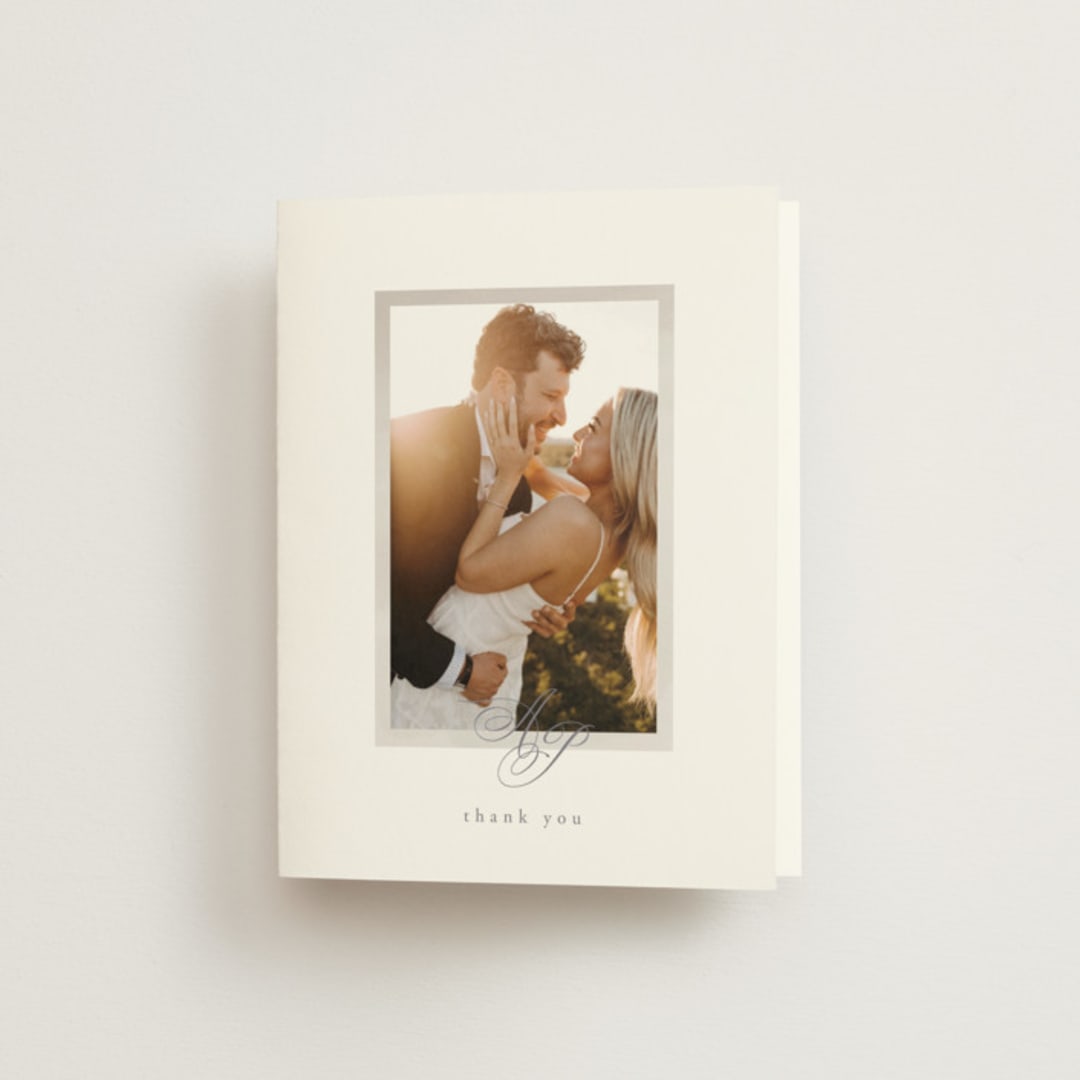 "Regal" - Wedding Thank You Cards in Snow by Melinda Denison - Front