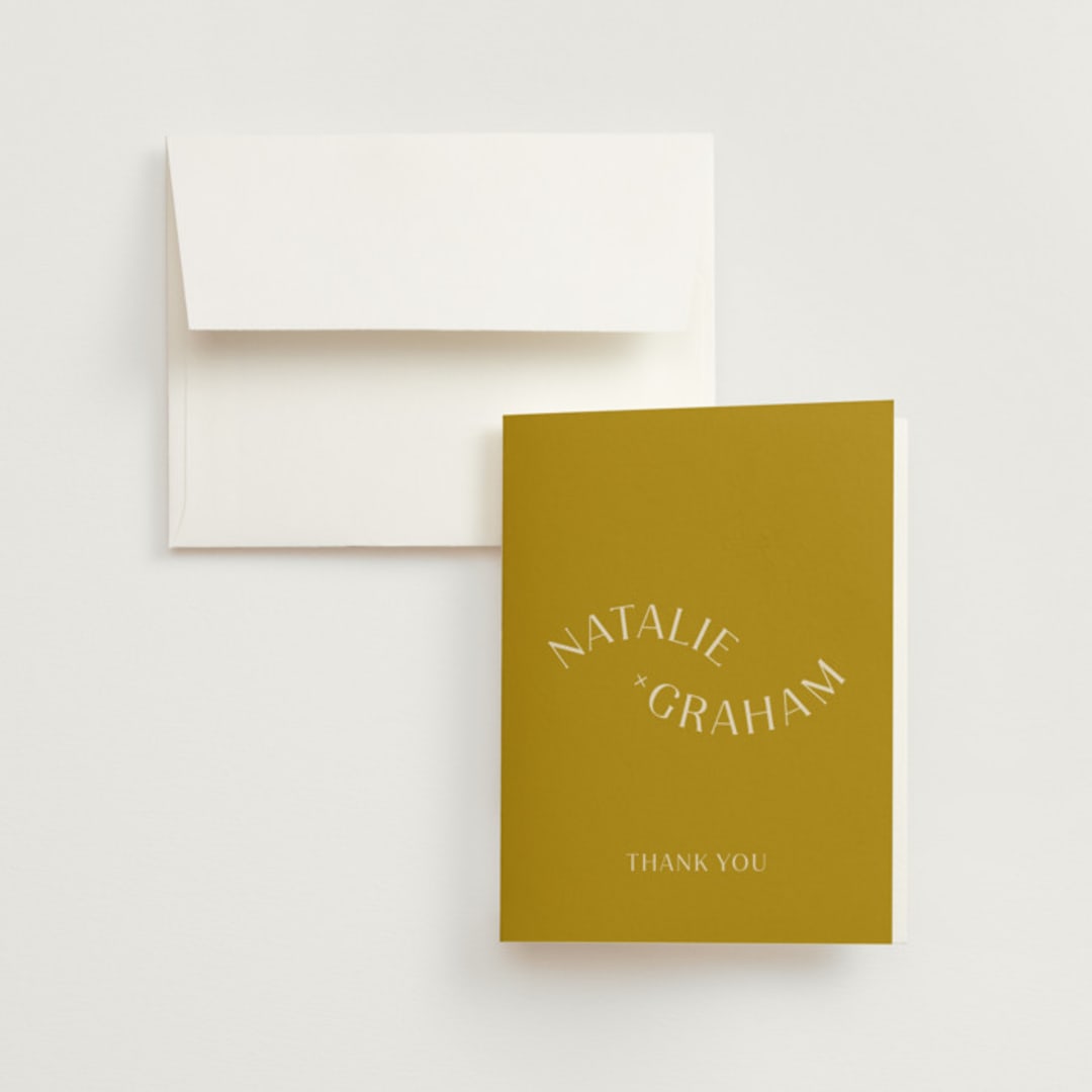 "Swoop" - Wedding Thank You Cards in Marigold by Stacey Day - Front