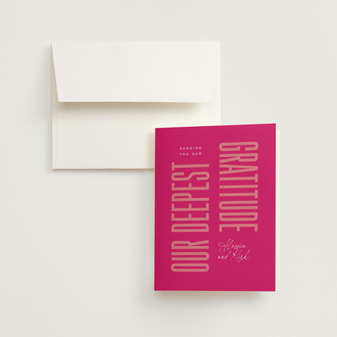 "Pop Romance" - Wedding Thank You Cards in Fruit Punch by Ashley DeMeyere - Front