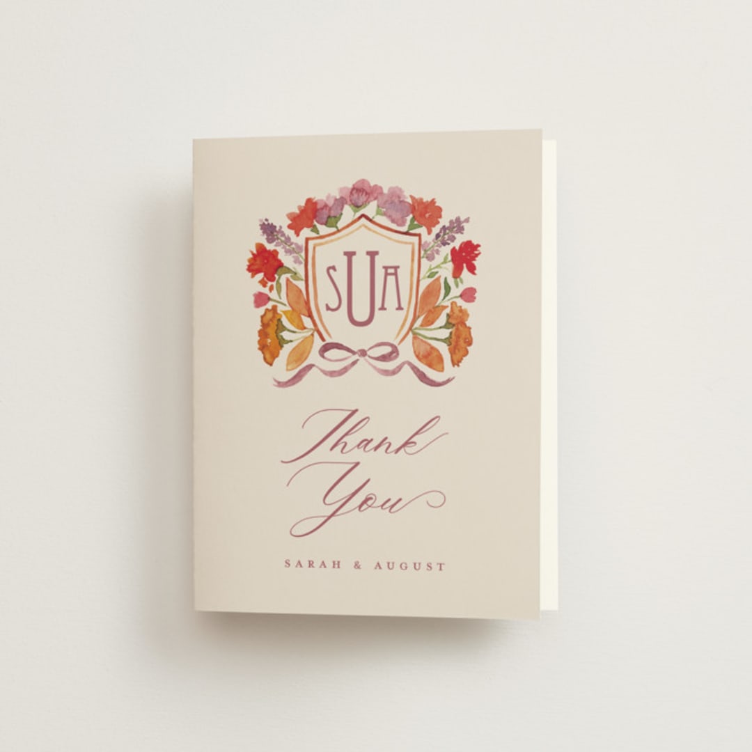 "Crest Fall" - Wedding Thank You Cards in Autumn by Pink House Press - Front