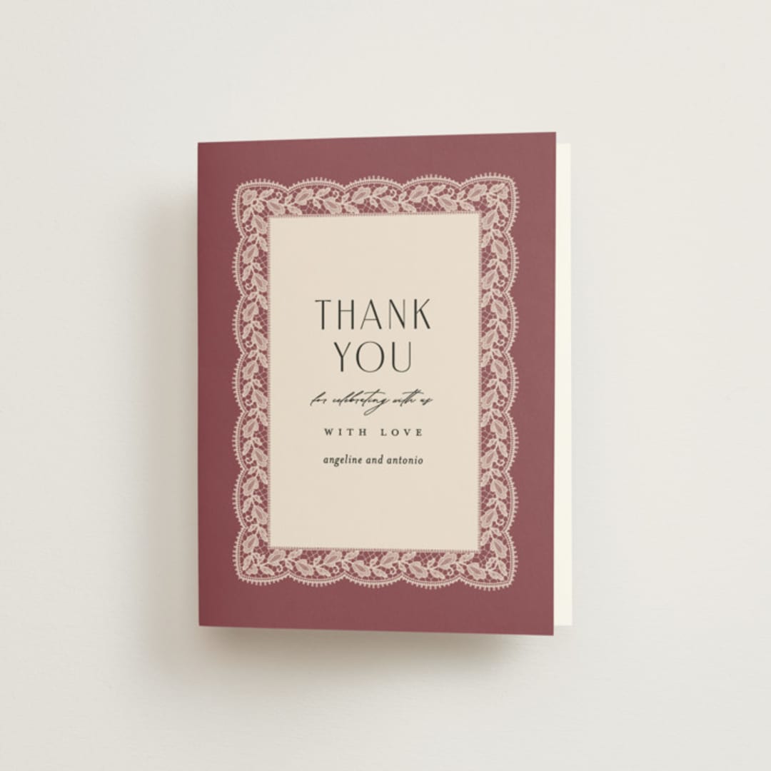 "Chantilly" - Wedding Thank You Cards in Mauve by Erica Krystek - Front