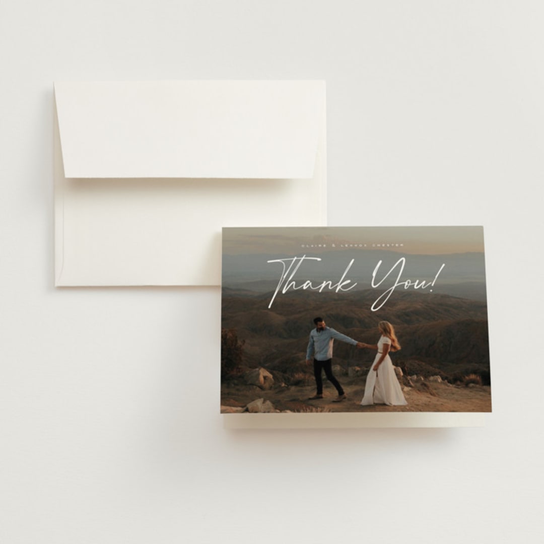 "Full Photo" - Wedding Thank You Cards in Chiffon by Orasie - Front