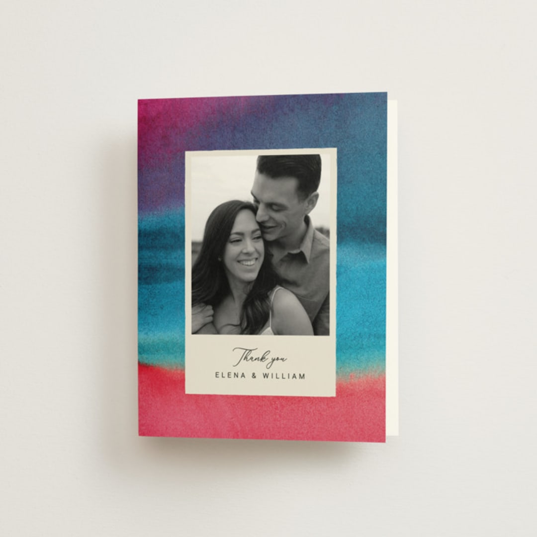 "At Dusk" - Wedding Thank You Cards in Sunset by Sumak Studio - Front