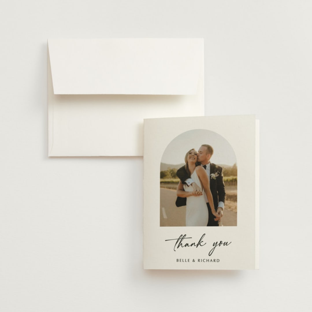 "Belle Romance" - Wedding Thank You Cards in Onyx by Katherine Moynagh - Front