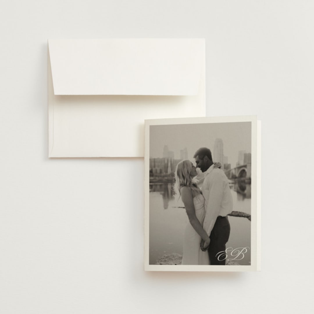 "Boulevard" - Wedding Thank You Cards in French Blue by Megan Davis - Front