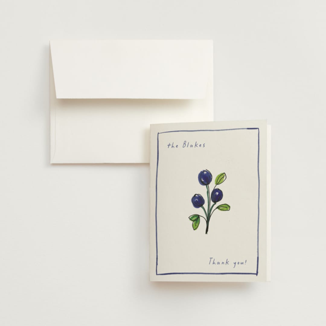 "Blue Bells" - Wedding Thank You Cards in Cornflower by Mere Paper - Front