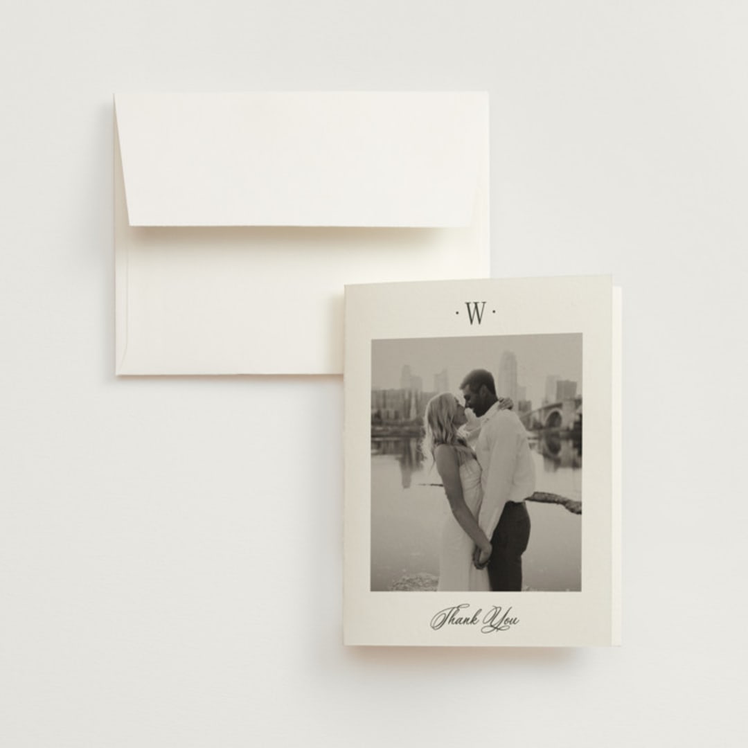 "Dotted Classic" - Wedding Thank You Cards in Hydrangea by Carolyn MacLaren - Front