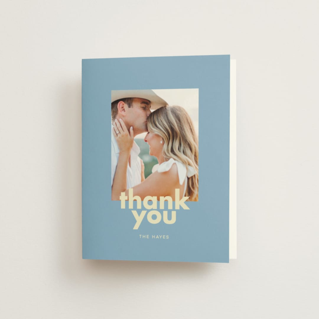 "Sienna" - Wedding Thank You Cards in Skyblue by Ellen Schlegelmilch - Front