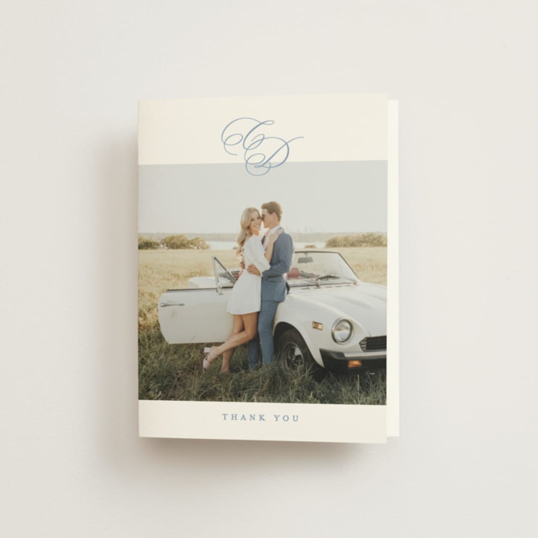 "Aristocratic" - Wedding Thank You Cards in Sky by Creo Study - Front