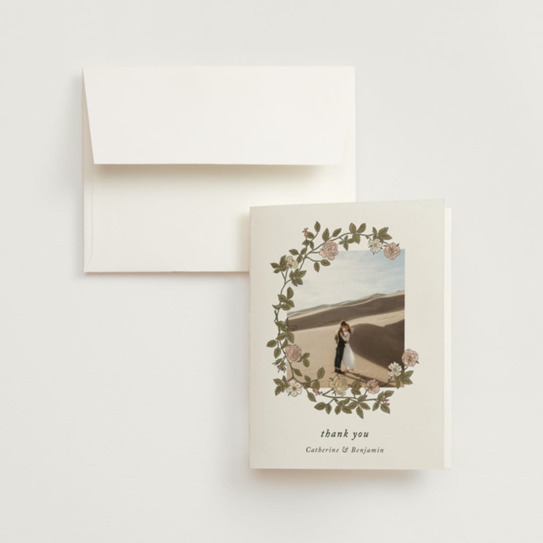 "Vintage Roses" - Wedding Thank You Cards in Snow by Tara Grangroth - Front