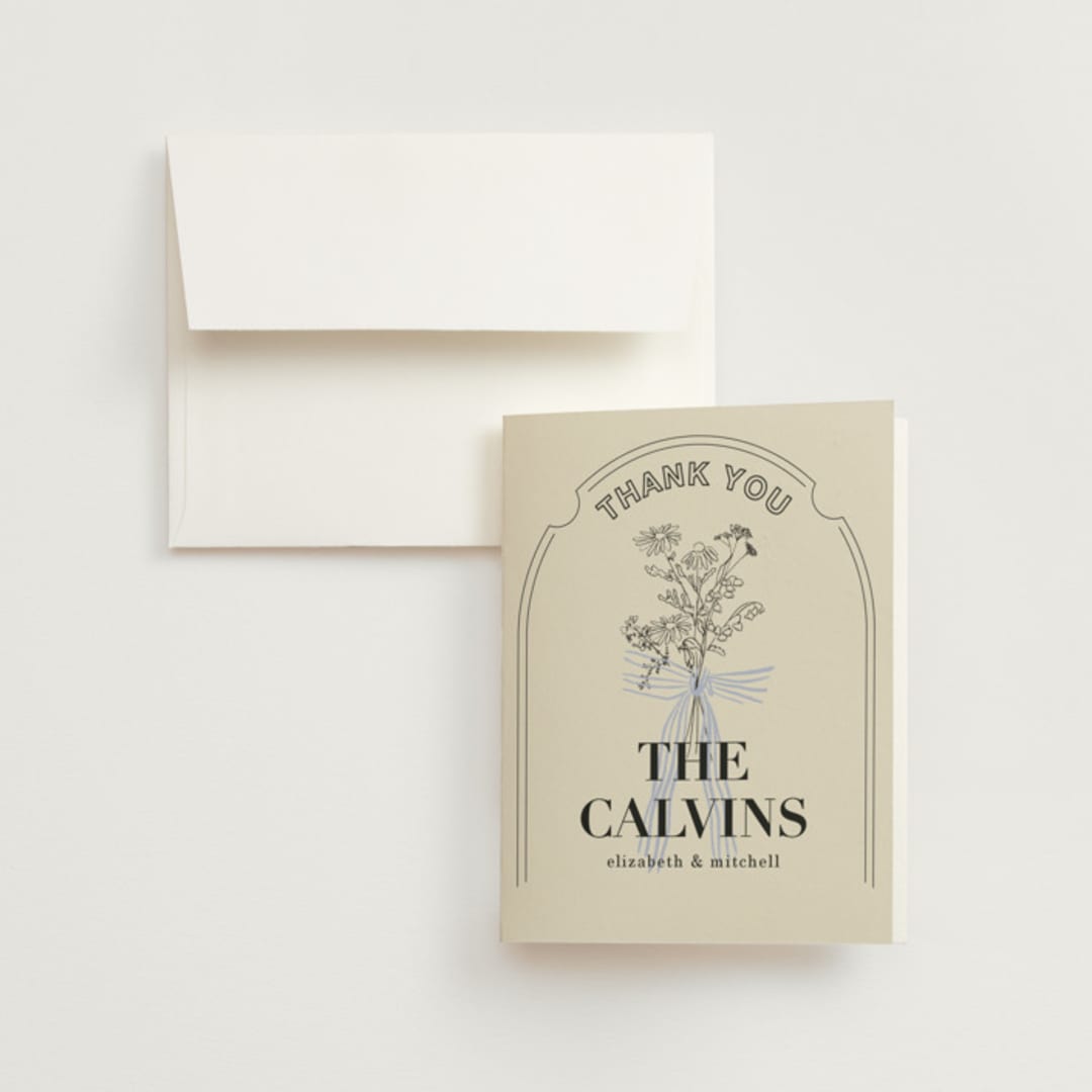"Sealed" - Wedding Thank You Cards in Daisy by Baumbirdy - Front