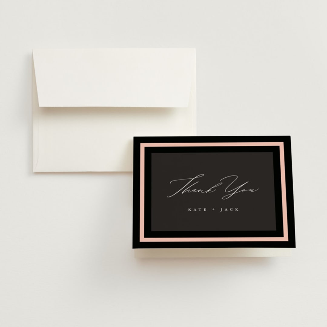 "Elance" - Wedding Thank You Cards in Onyx by Eric Clegg - Front