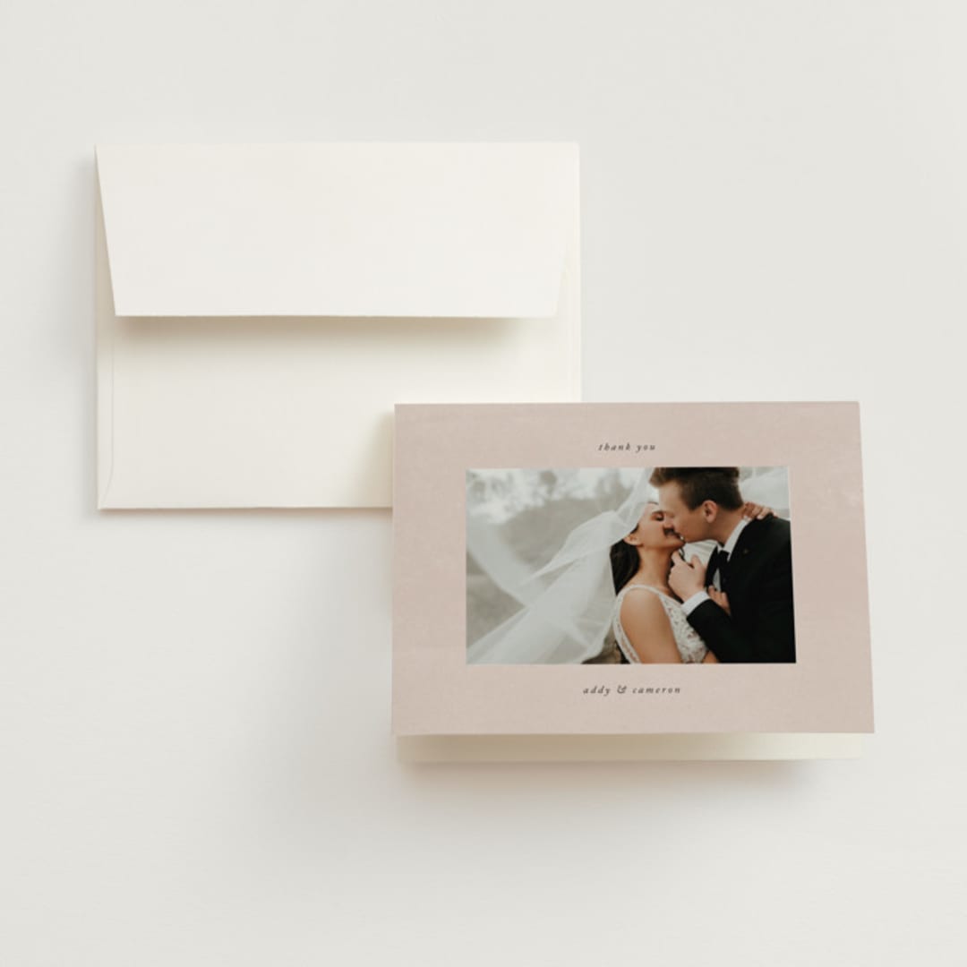 "Chalk Floral" - Wedding Thank You Cards in Dove by Olivia Kanaley Inman - Front