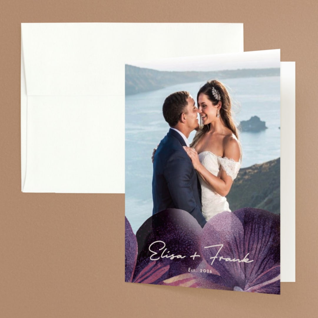 "Elisa" - Wedding Thank You Cards in Orchid by Simona Camp - Front
