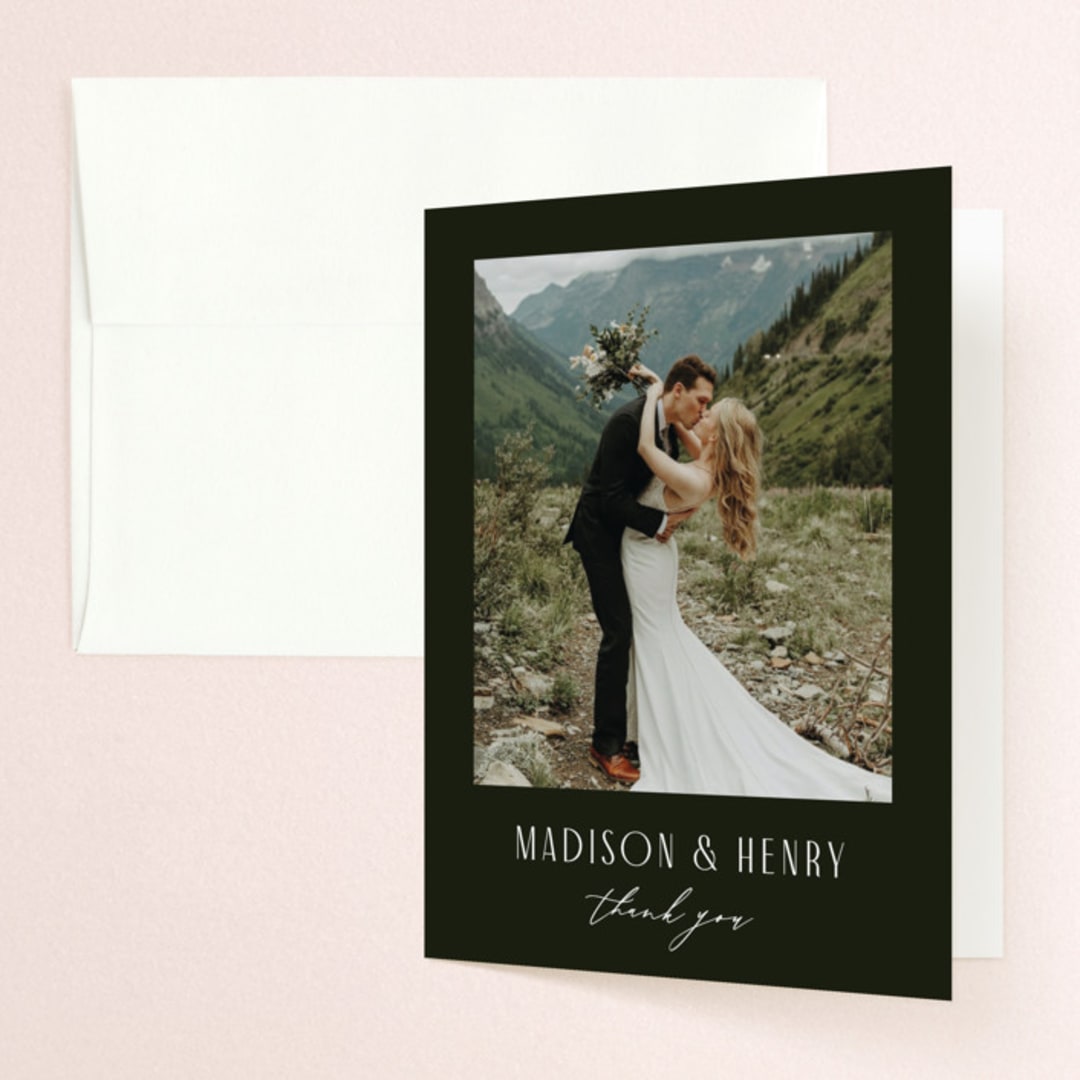 "Verdant" - Wedding Thank You Cards in Moss by Nicoletta Savod - Front