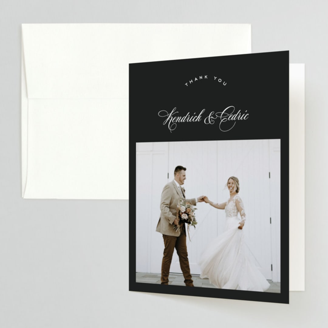 "schiacciata" - Wedding Thank You Cards in Black Dahlia by chocomocacino - Front